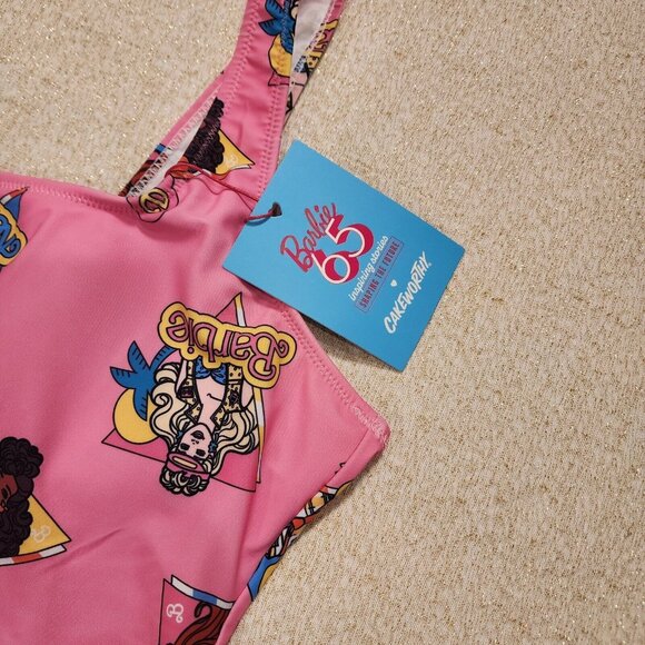 Cakeworthy Barbie California Dream Pink One Piece Swim Suit Bathing Suit 2XL NEW - Picture 4 of 7